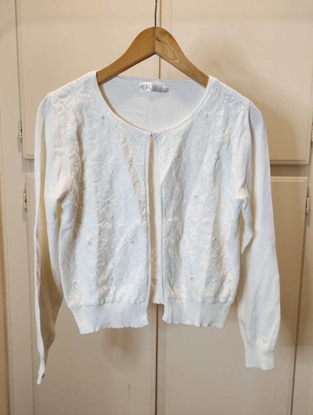 Kiki cream off white floral lace cardigan